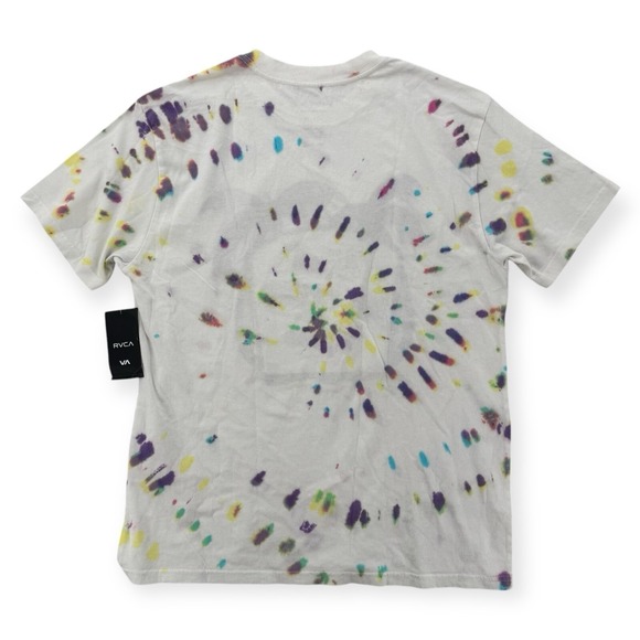 RVCA Dayshift Tee Mens Medium Tie Dye Palm Tree Wish You Were Here Shirt NEW - Picture 2 of 6